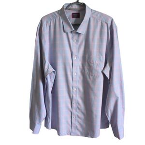 UNTUCKit Wrinkle Free Castellare Button Up Casual Shirt Light Blue Pink XXL Slim
